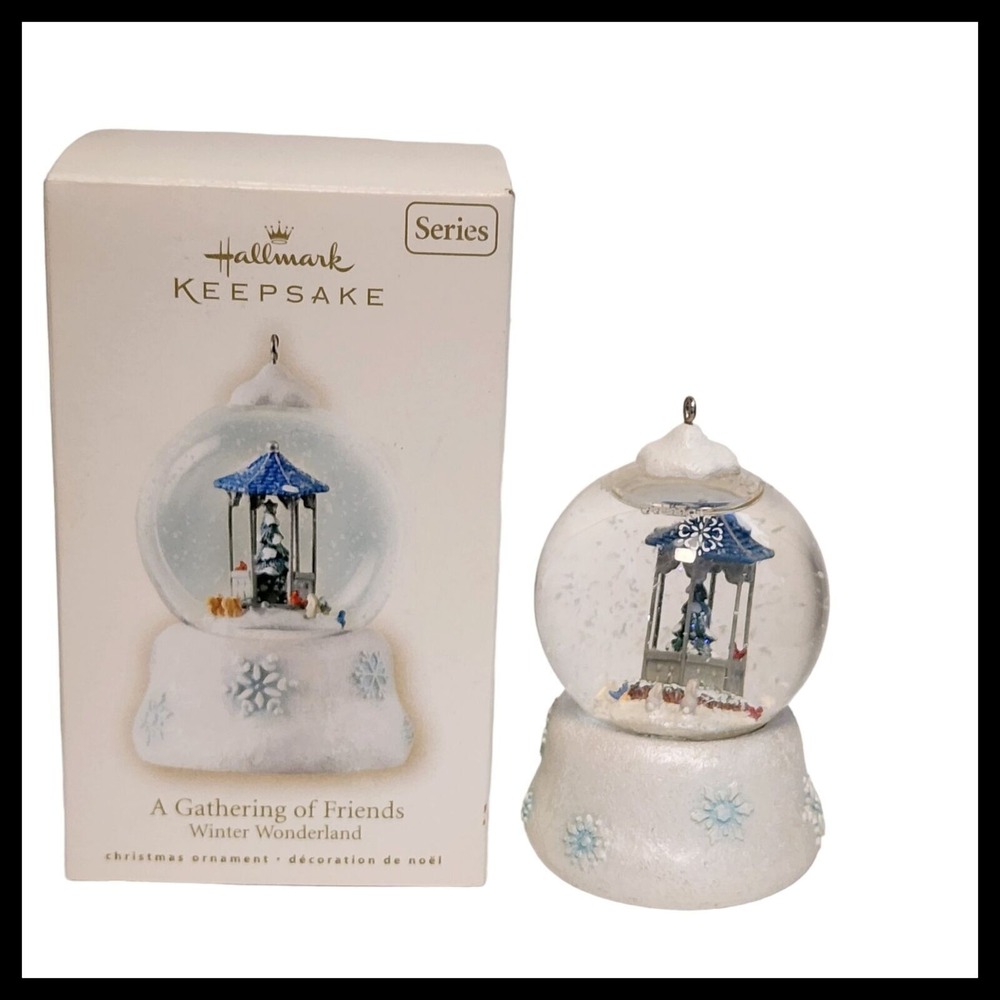 Hallmark Keepsake Ornament Miniature Snowglobe A‎ Gathering of Friends Winter